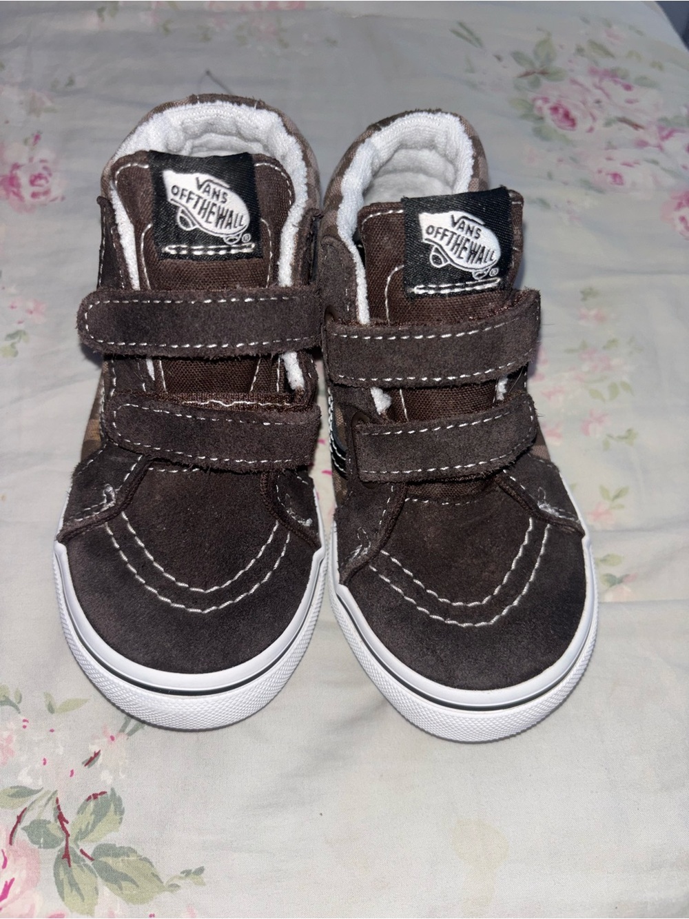 Vans Kids Dark Brown High-Top Velcro Sneakers